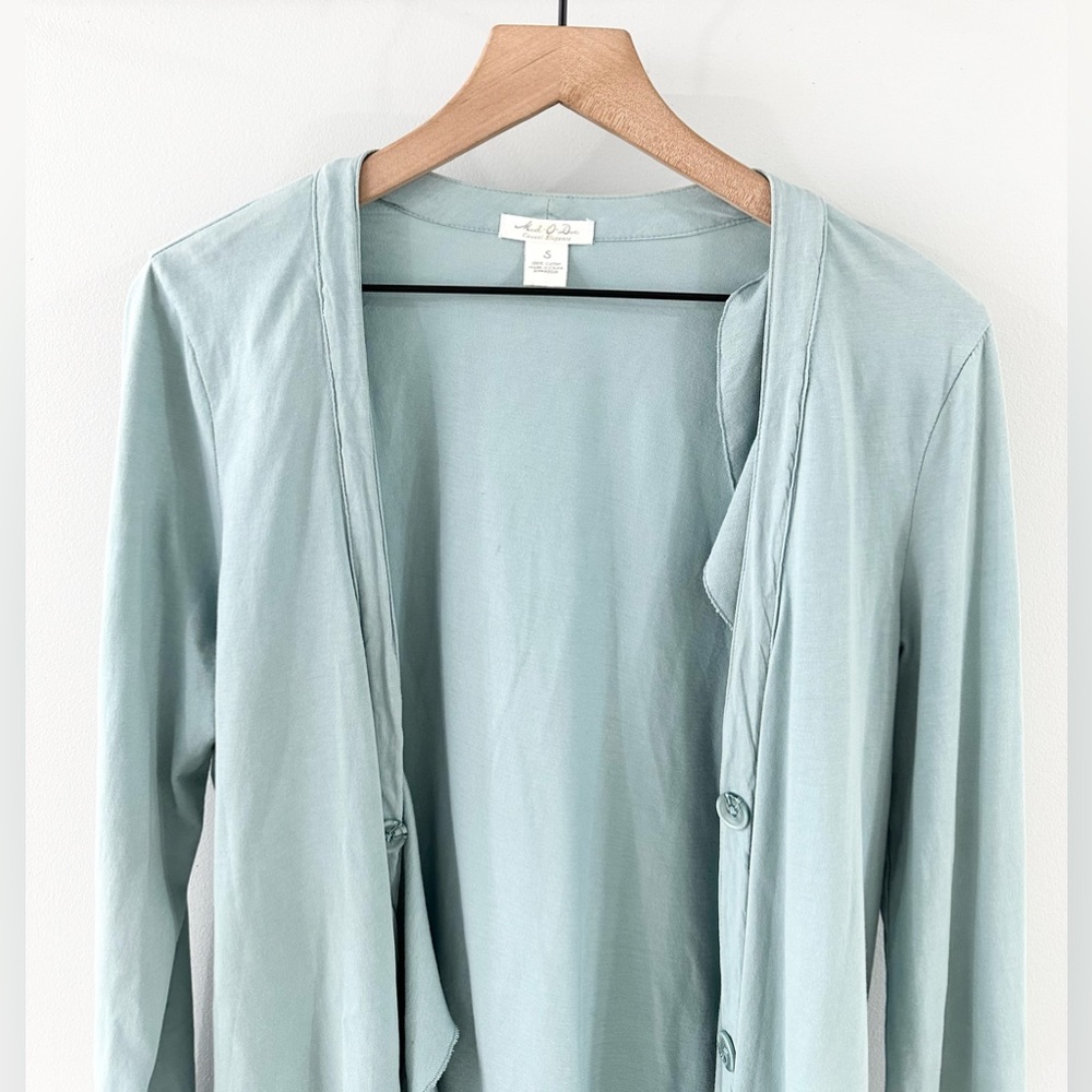 Mododoc Ruffle Hem Cardigan Blue Size Small - Picture 3 of 6